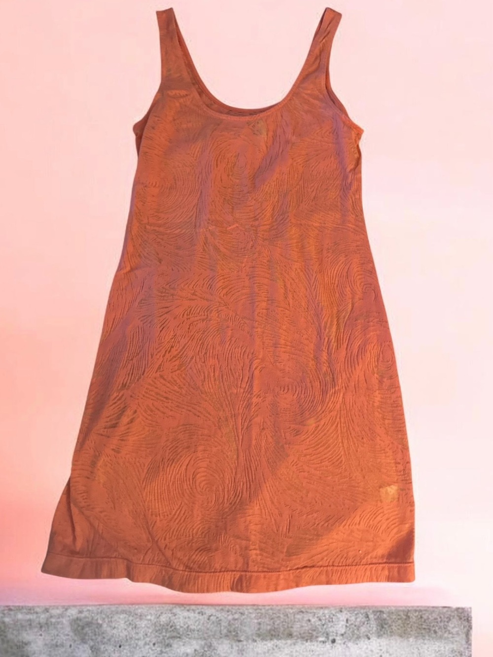 Sleeveless Textured Tank Dress in Rust